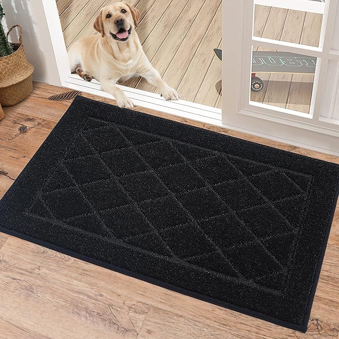 BEQHAUSE Dirt Trapper Door Mat 20" x 32", Doormat Non-Slip, Black by BEQHAUSE