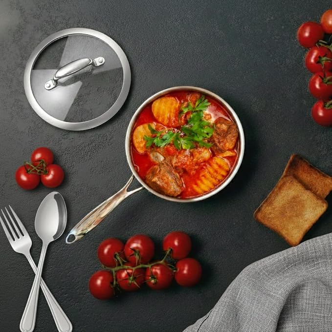 1.3 Quart Stainless Steel Saucepan with Glass Lid - Image 4