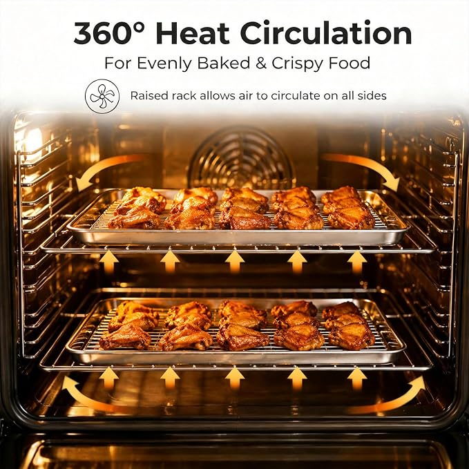 Onader 9x13IN Stainless Steel Quarter Cookie Sheet Pan with Wire Rack Set - Image 3