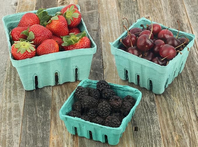 MT Products Green Berry Basket 1 Quart - Molded Pulp Fiber Vented Produce Basket (Pack of 297) - Made in the USA - Image 7