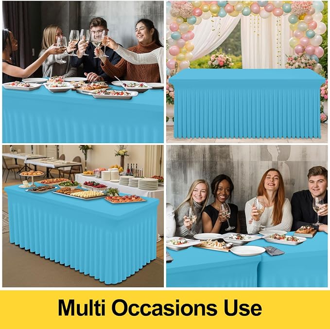Smiry Spandex Elastic Fitted Table Cloth Skirt for 8FT Rectangle Table - Image 5