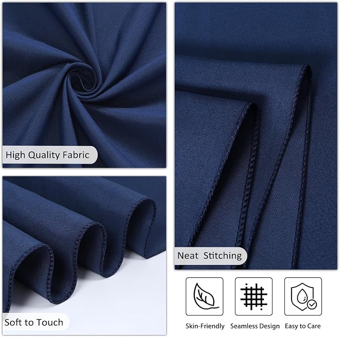 8 Packs 90 Inch Navy Blue Round Tablecloth - Image 5