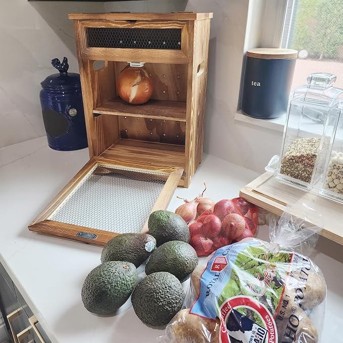 Ikee Design Free Assemble Wood Countertop Potato and Onion Storage Cabinet - Image 2