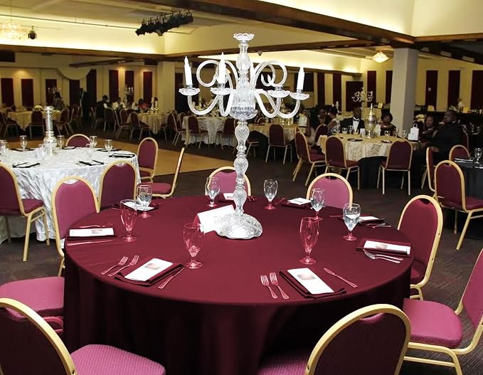 8 Pack Burgundy Round Tablecloths, Diameter of 120 inch - Image 6