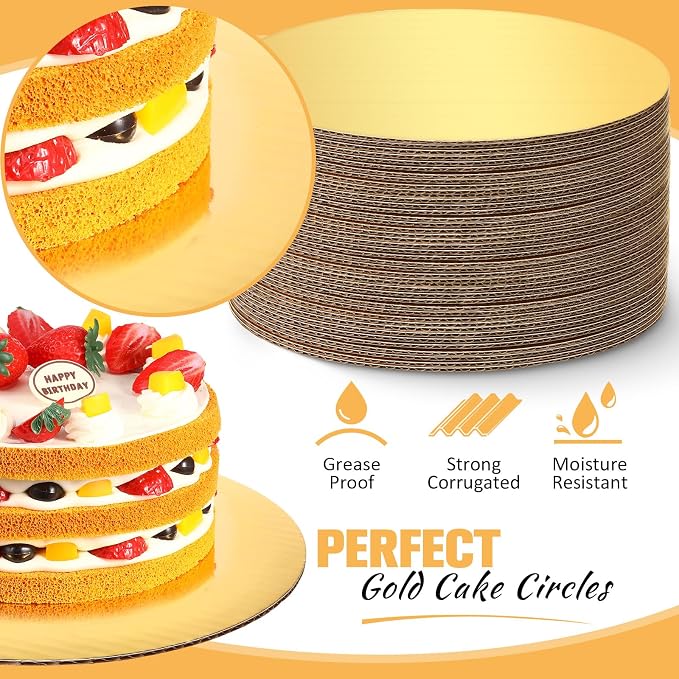 Potchen 100 Pack 12 Inches Round Cake Boards Cardboard, Gold - Image 3