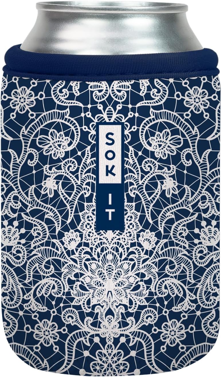 Sok It CanSok Sleeve for Beer & Soda Insulated Neoprene Cover (Royal Lace, 12oz Can Sleeve)