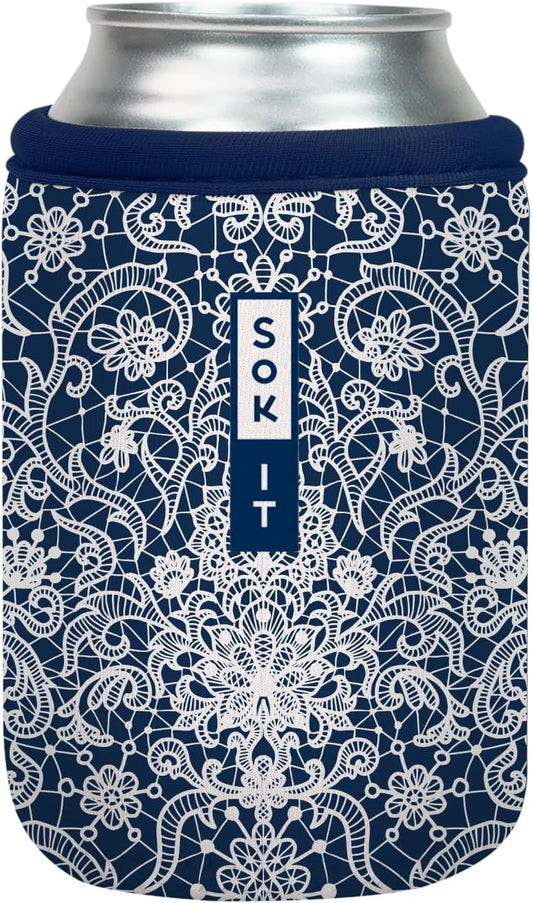 Sok It CanSok Sleeve for Beer & Soda Insulated Neoprene Cover (Royal Lace, 12oz Can Sleeve)
