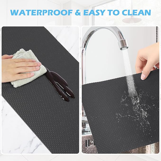 Drawer Liners, Waterproof Shelf Liner, Anti-Slip Non-Adhesive BPA Free Kitchen Cupboard Cabinet Liner Refridge Fridge Mats Sink Protector Strong Durable for Home (Grey/11.8in x 20Ft) - Image 2