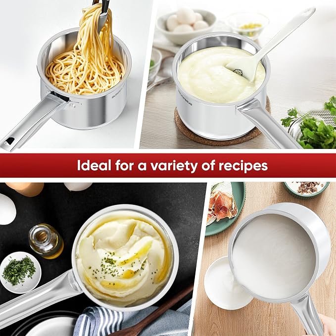 Sunhouse: Stainless Steel Saucepan - Classic: 1.5 Quart - Tempered Glass Lid, 3-Ply Bottom, Round-Edge Cookware Pot, All Cooktop-Oven-Dishwasher Safe - Image 8
