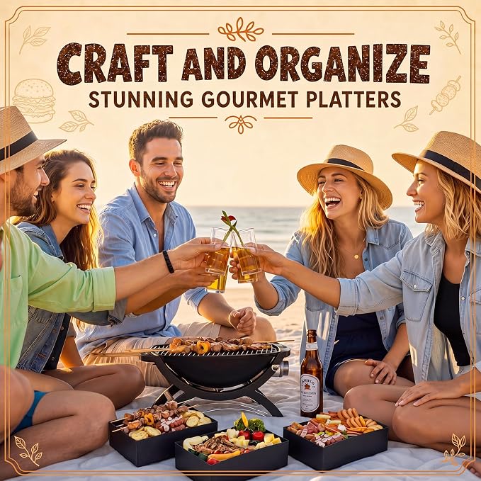 Potchen 200 Pcs Kraft Food Trays 4 Corner Pop up Food Tray Disposable Foldable Cardboard Movie Night Snack Trays Party Container Box for Holding Drink at Stadiums or Theaters (Black) - Image 2