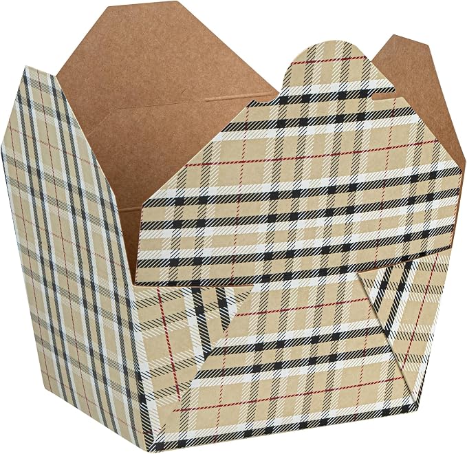 Restaurantware-Bio Tek 5.1 x 4.1 x 2.6 Inch Food Containers, 200 Durable Takeaway Boxes - Disposable, Sturdy, Plaid Paper 30 Ounce Takeout Boxes, Rectangle, For Takeouts And Delivery, Or Picnics - Image 16