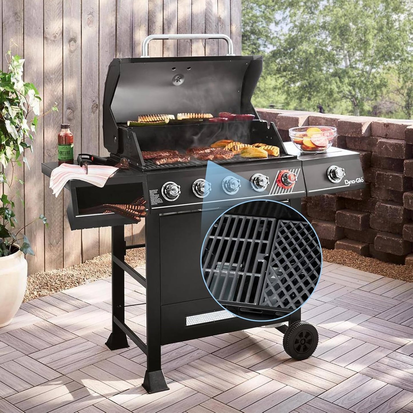 Uniflasy Cast Iron Cooking Grates for Dynaglo 4 Burner DGH450CRP DGH450CRP-D DGF493BNP, 5 Burner DGH474CRP DGH485CRP, Dyna-glo Grill Grate Replacement Part, 70-01-911 70-02-614 Grill Grate