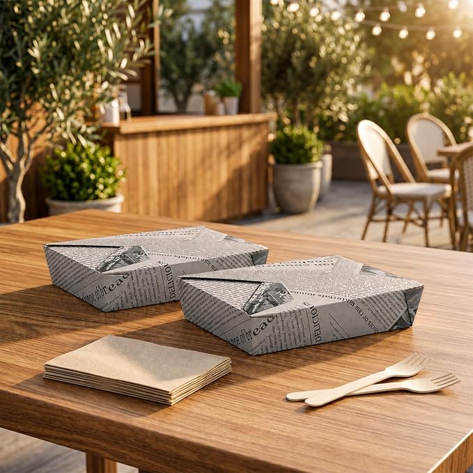 Restaurantware Bio Tek 8.5 x 6.3 x 2 Inch Food Containers 200 Durable Noodle Boxes - Disposable Sustainable Newsprint Paper 49-Ounce Takeout Boxes Rectangle For Takeouts Or Picnics - Image 3