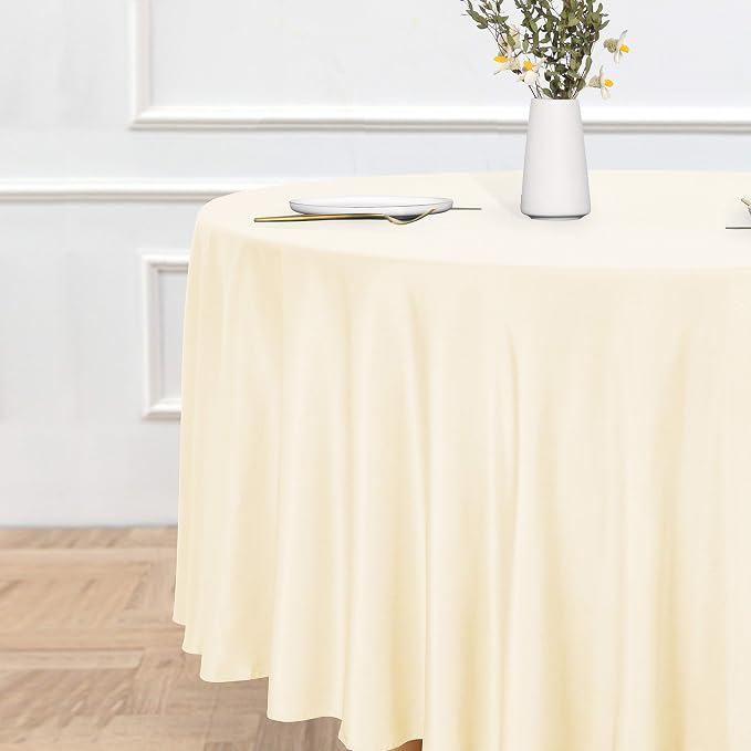 sancua Round Tablecloth, 120 Inch, Beige - Image 2