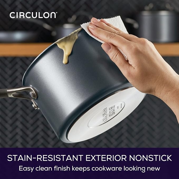 Circulon A1 Series Nonstick Straining Sauce Pan with Lid, 3-Quart, Graphite - Image 10