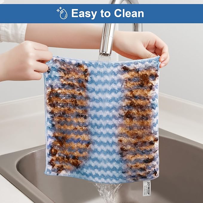 JOYMOOP 54 Packs Microfiber Cleaning Cloths, 10" x 10" Kitchen Towels – Reusable Cleaning Rags, Lint-Free, Super Absorbent Cleaning Cloths for Kitchen, Car, and Household Cleaning, Blue - Image 6