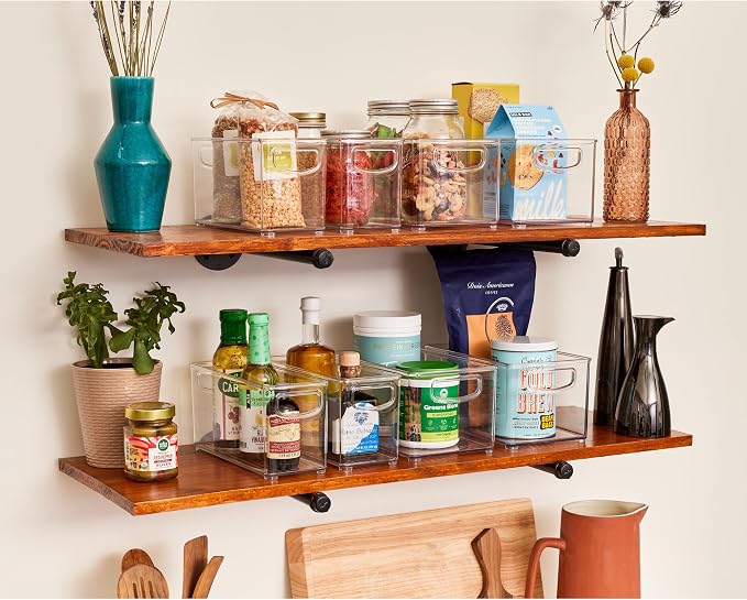 iDesign Stackable Pantry Bins with Handles, 4 Small and 4 Medium Bins, 8 Pack, Clear, Made in USA - Image 3