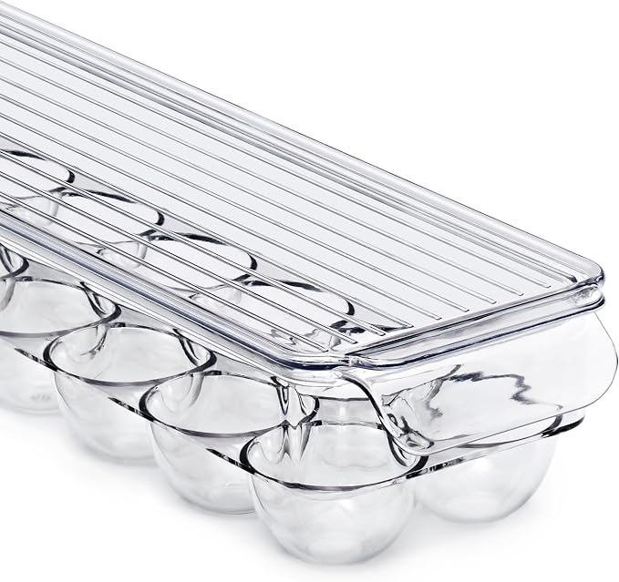 Sorbus Soda Can Organizer for Refrigerator & Egg Holder for Fridge Set, 1 Stackable Can Holder Dispenser Holds 12 Cans Each & 1 Egg Holders with Lid holds 14 eggs for Fridge, Pantry, Freezer, BPA-Free - Image 8