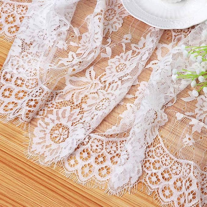 White Lace Table Runner 2 Pieces 14x120 Inch Vintage Rustic Farmhouse Chic - Image 4