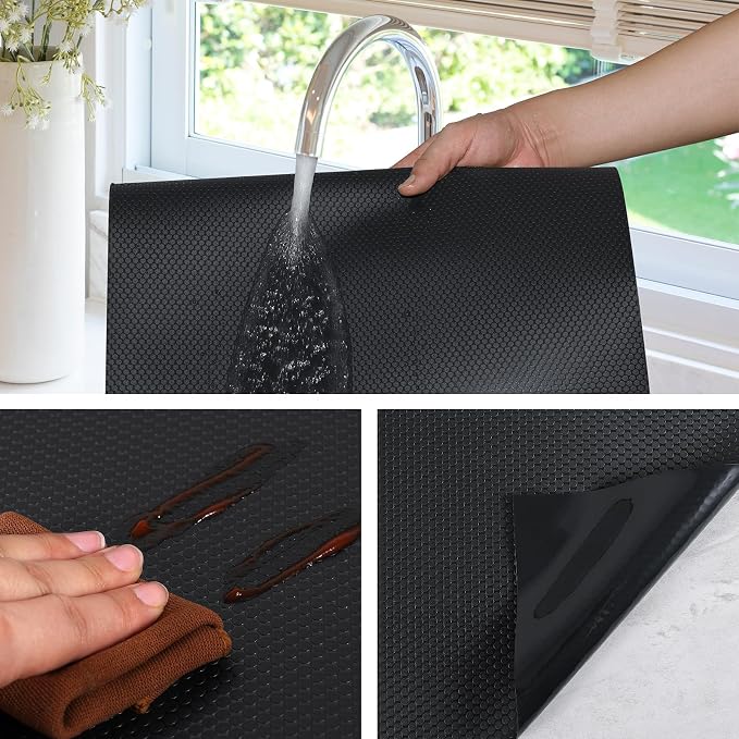 Shelf Liners for Kitchen Cabinets, Drawer, Fridge Liner Black 23.6"× 393.7" - Image 3