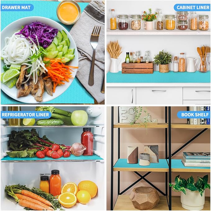 Bloss Shelf Liners, Non Adhesive EVA Drawer Mat Liners Roll for Bathroom, Kitchen, Desks, Deco Shelves 17.7x177 inch (Blue) - Image 2