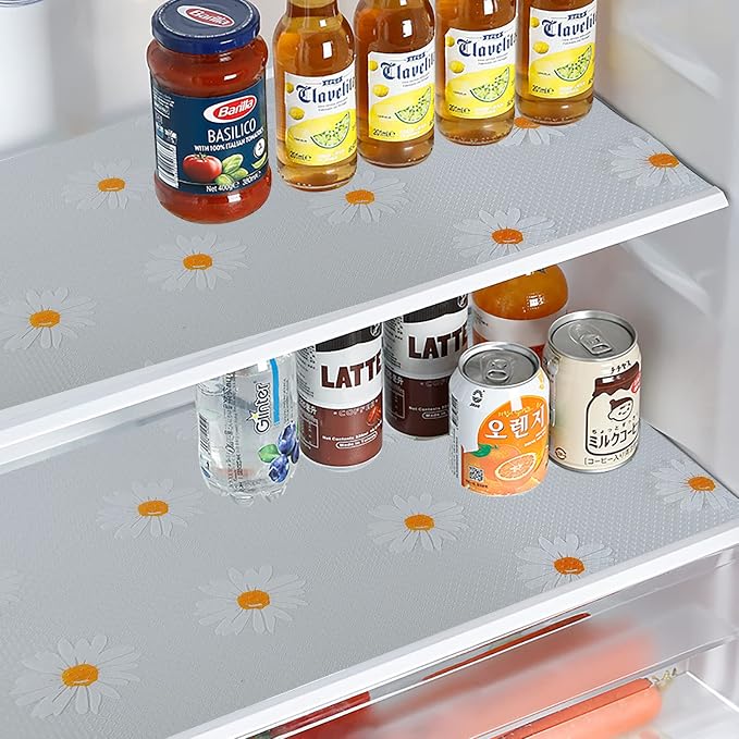 Daisy Shelf Liner for Kitchen Cabinets Non-Adhesive Drawer Liner Non-Slip Refrigerator Liner Waterproof Fridge Pad Cupboard Mat Easy Placemats, Ideal for Wire Pantry Bathroom, 12"*393.7" - Image 5