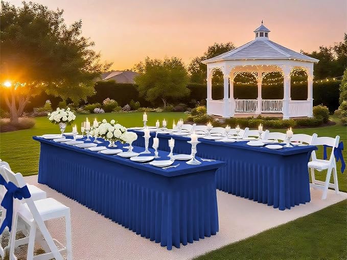 6 Packs Navy Blue Spandex Table Clothes for 6 Ft Tables - Image 6