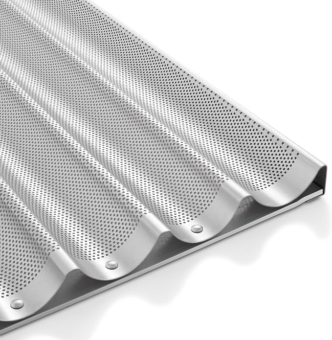 GRIDMANN 18" x 26" Commercial 6 Count Long Aluminum Baguette Pan, Perforated French Bread Loaf Baking Pan - Image 6