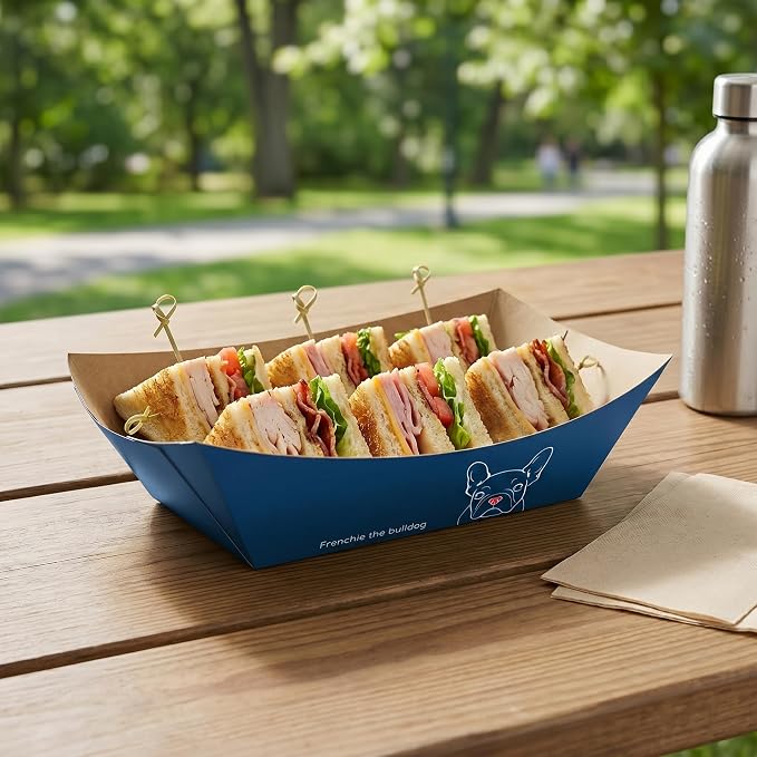 Restaurantware-Bio Tek 1 Pound Food Trays, 50 Disposable Paper Food Trays - Heavy-Duty, Greaseproof, Frenchie Paper Food Boats, For Snacks, Appetizers, Or Treats, Use At Parties Or Carnivals - Image 3