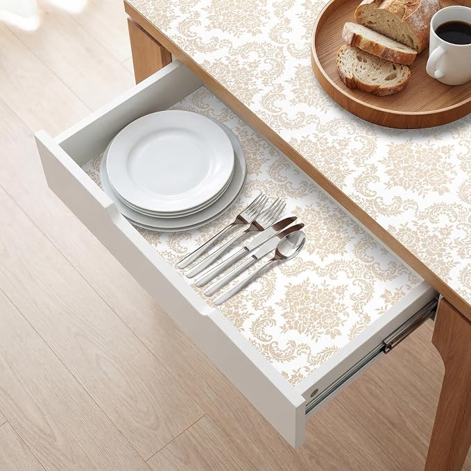 RAY STAR 18 x 96 Inch Shelf Liner for Kitchen Cabinets, Non-Adhesive Cabinet Liner Washable, Drawer Liner for Dresser Non-Slip Bathroom (Damask)(8 Roll) - Image 7