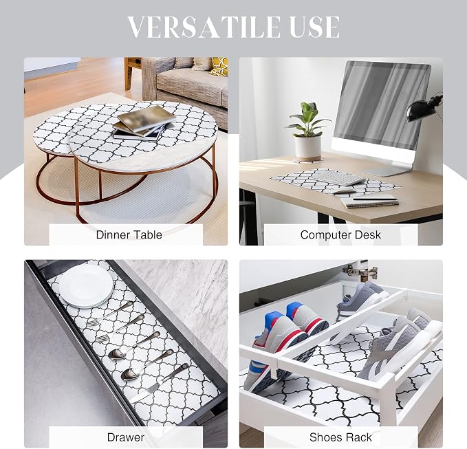 Glotoch Drawer Liner and Shelf Liner, 24" W x 240" L, White Quatrefoil - Image 5