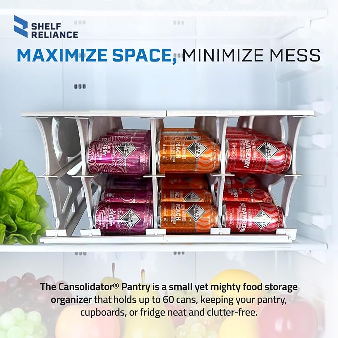 Shelf Reliance Cansolidator Pantry Plus - 1-Pack Can Organizer for Pantry, Stackable Soda Can Storage for Kitchen, Holds 60 Cans of Food or Soda - Image 3