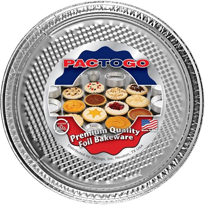 PACTOGO 12" Round Aluminum Foil Pizza Pan - Disposable Waffle Bottom Baking Sheets Made in USA (Pack of 100) by PACTOGO