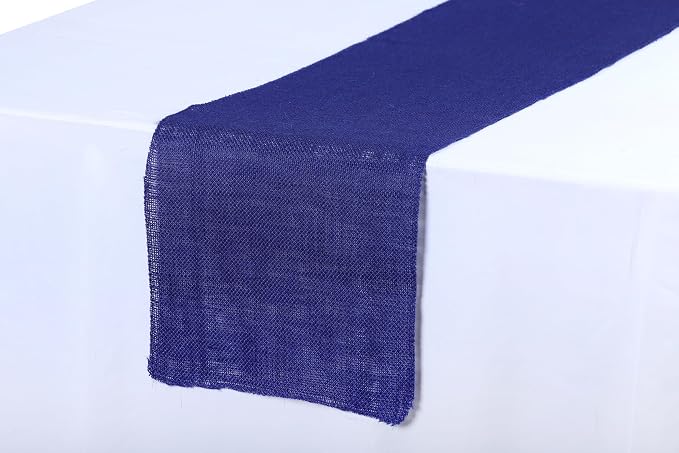 MDS® Pack of 5 Natural Burlap Table Runner, 12 x 108 Inch, Jute Rustic Farmhouse Boho Table Decor for Wedding Reception, Dining Table, Bridal Shower, Baby Shower & Party Decorations - Royal Blue - Image 3