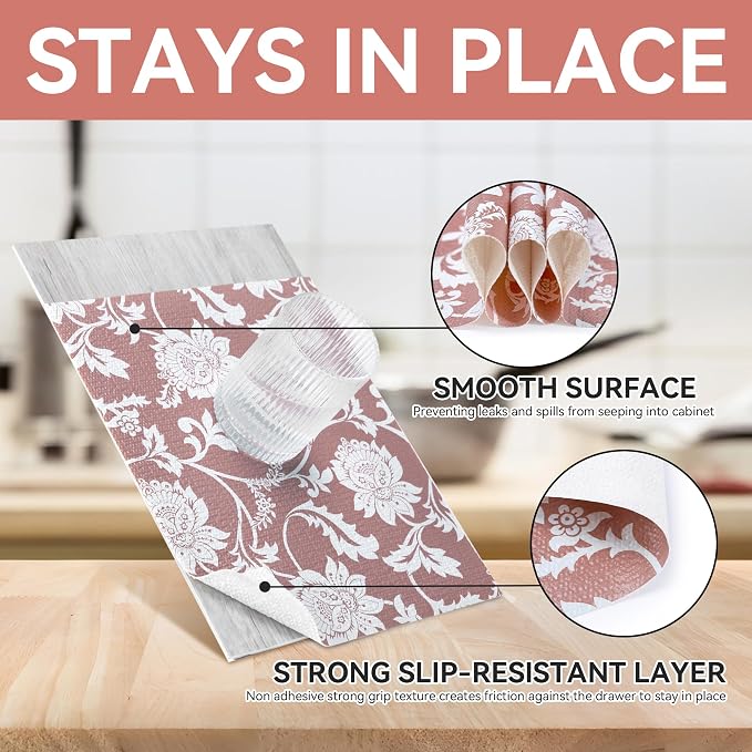 Shelf Liner, Non Adhesive Pink Non Slip 12In x 10 FT(2 Rolls) Non Slip - Image 3