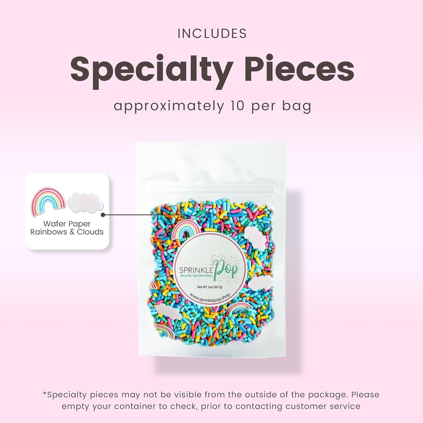 Sprinkle Pop You're My Rainbow Sprinkle Mix| Rainbow Sprinkles Heavy on Blue Jimmies with ~10 Rainbow and Clouds Wafer Papers| Birthday Sprinkles Made in USA for Decorating Cake Cupcakes Cookie, 2oz
