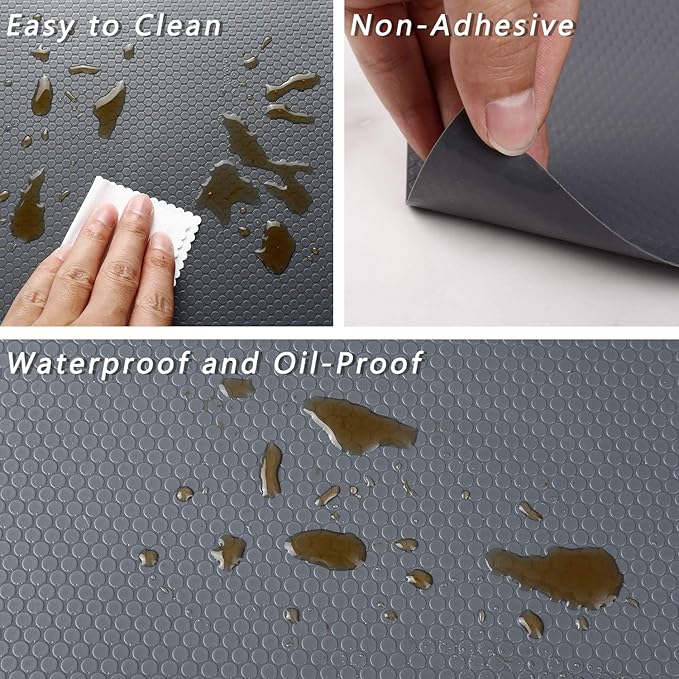 Shelf Liner Kitchen Cabinet Drawer Mats, 23.6"W x 157.5"L Non Adhesive Grey - Image 4
