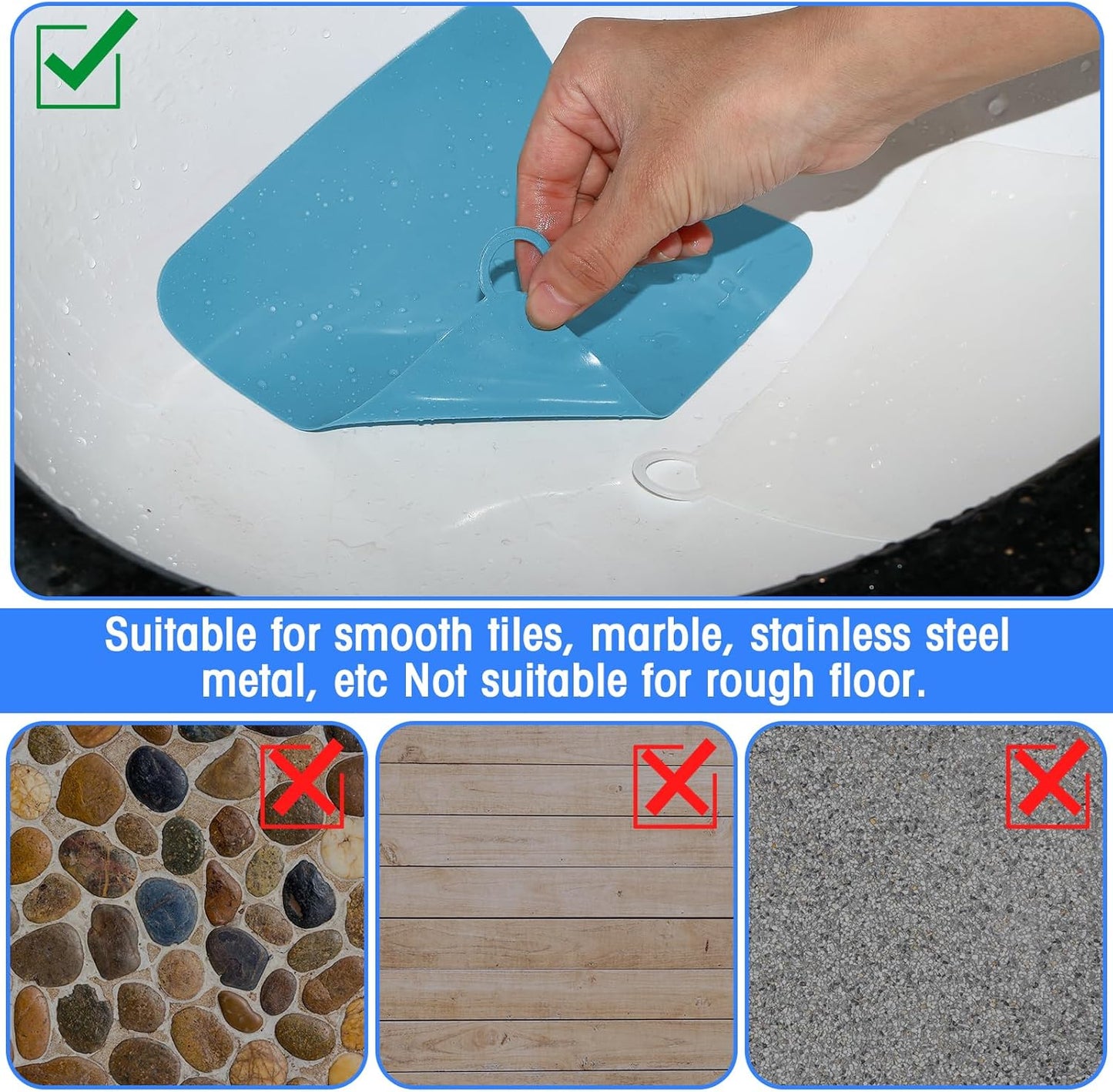 Yinkin 6 Pcs Drain Covers to Keep Bugs Out Silicone Shower Floor Tub Stoppers Bathtub Drain Stoppers Sewer Anti-Odor Mats Deodorizing Plugs for Bathroom(6 x 6 Inch,Square,Blue, Yellow and White)