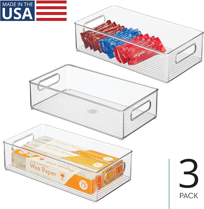 iDesign Stackable Fridge Bin, Clear, Set of 3 | Storage for Freezer or Pantry, Made in USA - Image 2