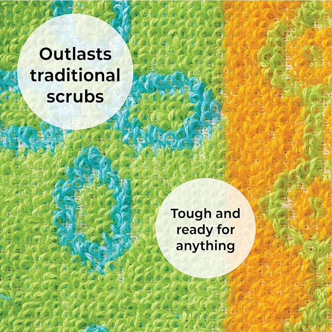 Skoy Scrub, 8-Pack Reusable, Non-Scratching Dish Scrubber for Kitchen and Household Cleaning, Planet-Friendly, Dishwasher Safe Soft Scrub, Assorted Colors and Designs - Image 5