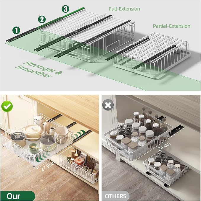 NETEL 2 Pack Expandable Pull Out Cabinet Organizer, 15" Deep - Image 6