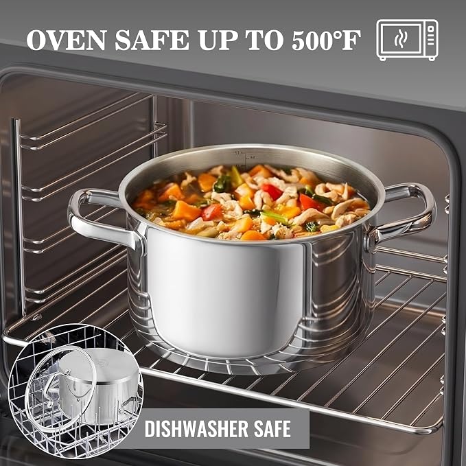 Rorence 3-Piece Stainless Steel Pots and Pans Set,1.5Qt/2.5Qt Saucepans,6Qt - Image 4