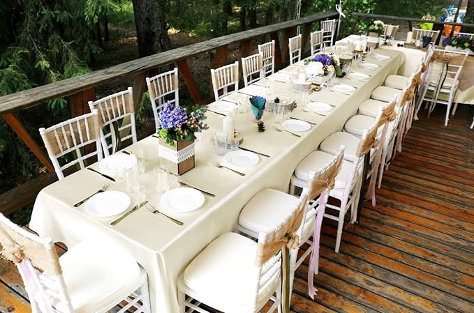 12 Pack Ivory Satin Tablecloth, 57 x 108 Inch - Image 5