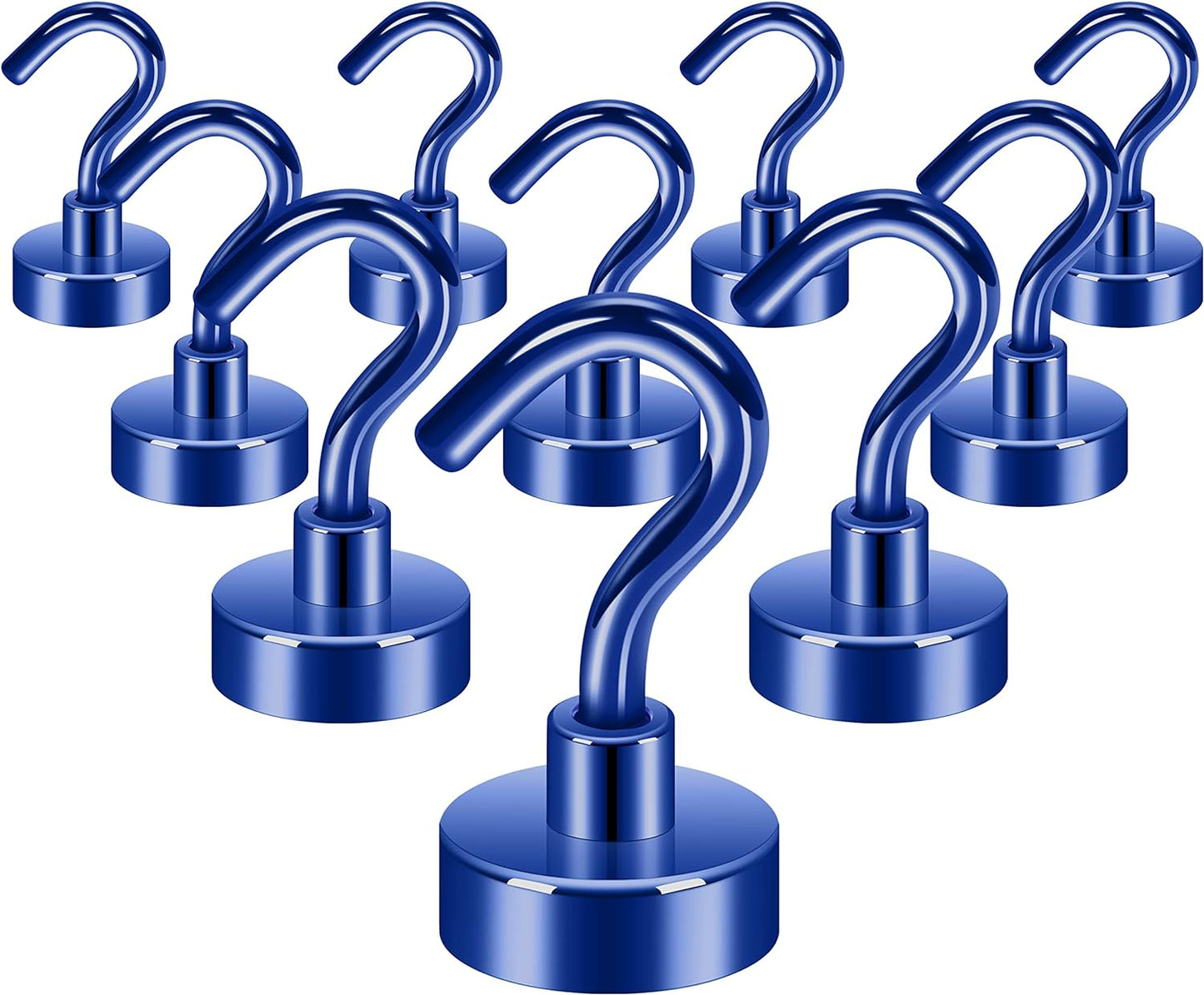 Neosmuk Magnetic Hooks,30lb+ Heavy Duty Earth Magnets with Hook for Refrigerator, Extra Strong Cruise Hook for Hanging, Magnetic Hanger for Cabins, Grill (Navy Blue,10 Pack)