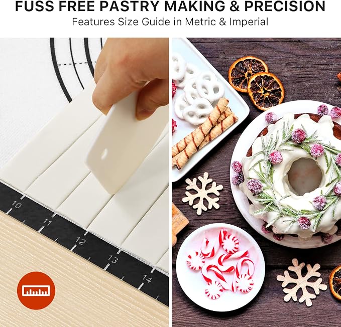 DANIA & DEAN 36"x24" Large Durable Silicone Baking Mat for Pastry and Bread | Non-Slip & Non-Stick Mat with Measurements, for Pizza, Pie Crust, Dough Rolling, Pasta & Sourdough, Reusable Counter Sheet - Image 8
