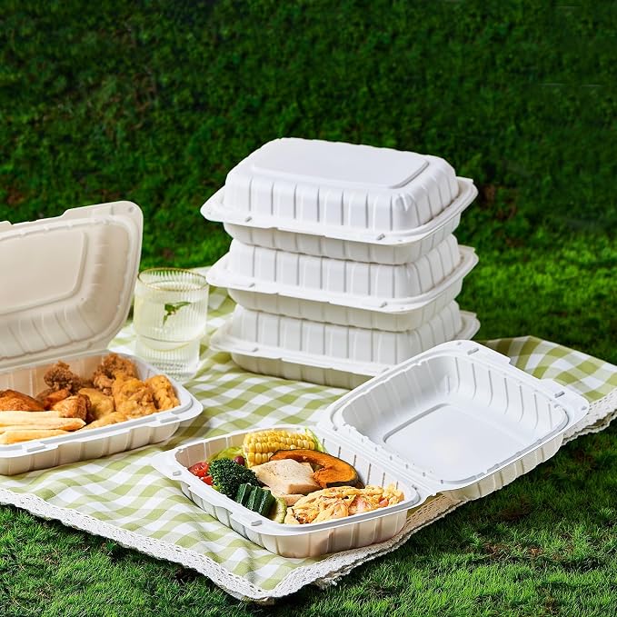Jaluxing 9X6 1-Compartment 50-Pack Plastic Clamshell Food To Go Box Containers Carryout For Sandwich Salad Heavy Duty Disposable Hinged With Secure Snap Lid (Formerly FULING) - Image 7