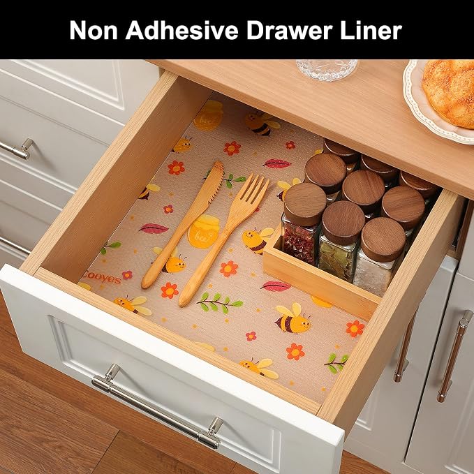 Cooyes Shelf Liner – Non-Slip Cabinet & Drawer Liner for Kitchen – Non-Adhesive Waterproof Shelf Paper with Modern Pattern – Durable EVA Cabinet Mat – Easy to Cut (Amber,15" W x 120" L) - Image 5