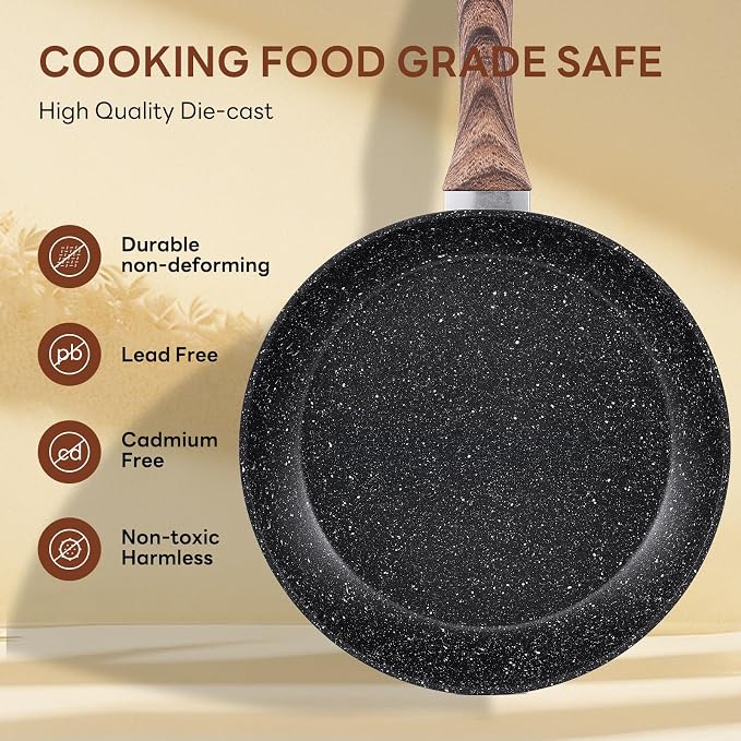 NEWBULIG 17-Piece Nonstick Cookware Set, Dishwasher Safe Non-Toxic Pots and Pans with Stay-Cool Handles, Induction Compatible Cookware, PFAS & PFOA-Free, Black - Image 6