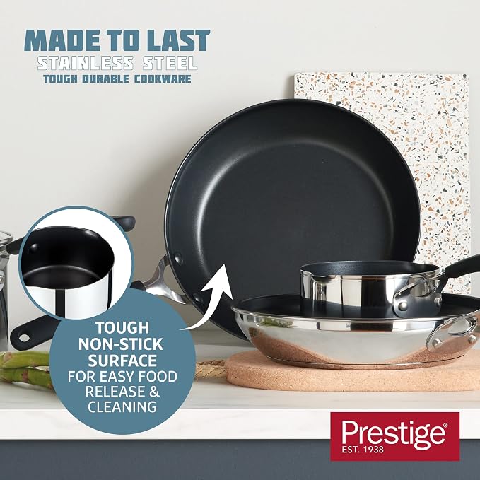 Prestige Made To Last Stainless Steel Milk Pan with Pouring Lip 14cm - Non Stick Milk Pan Induction Hob Suitable with Easy Grip Silicone Handles, Dishwasher Safe Cookware - Image 3