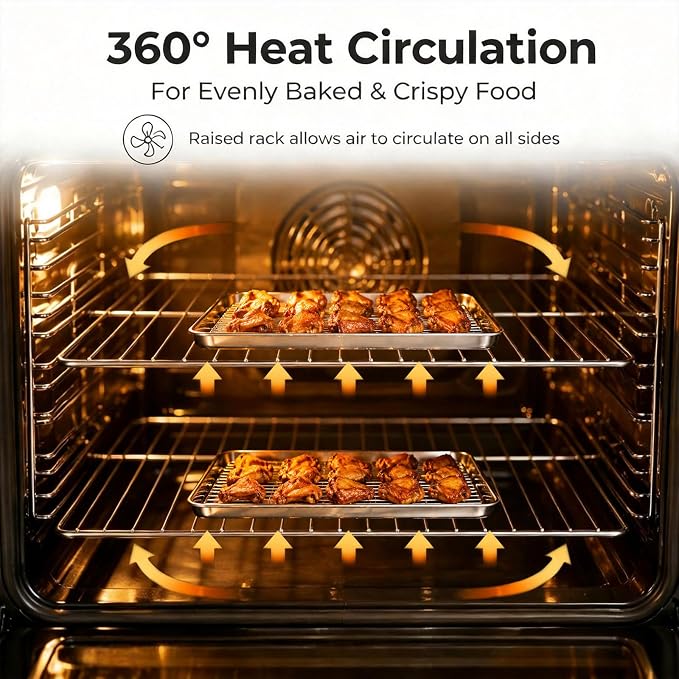 Onader Toaster Oven Tray and Rack Set, Stainless Steel Cookie Sheet Pan - Image 4